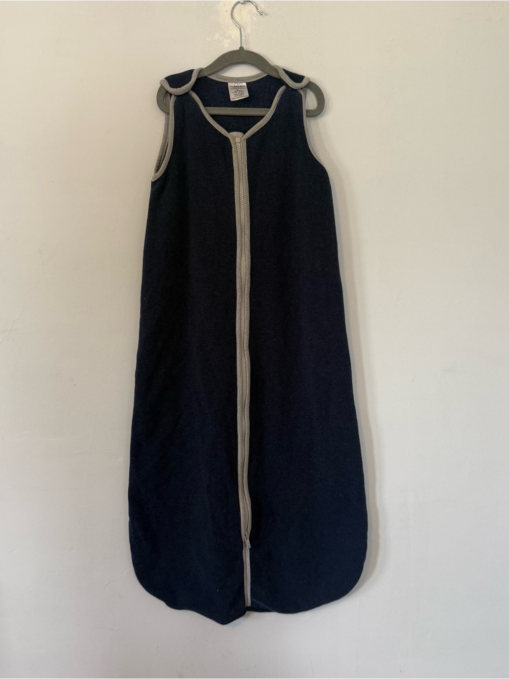 Navy Kids Sleep Sack with Gray Trim - Cozy Sleeveless Zipper